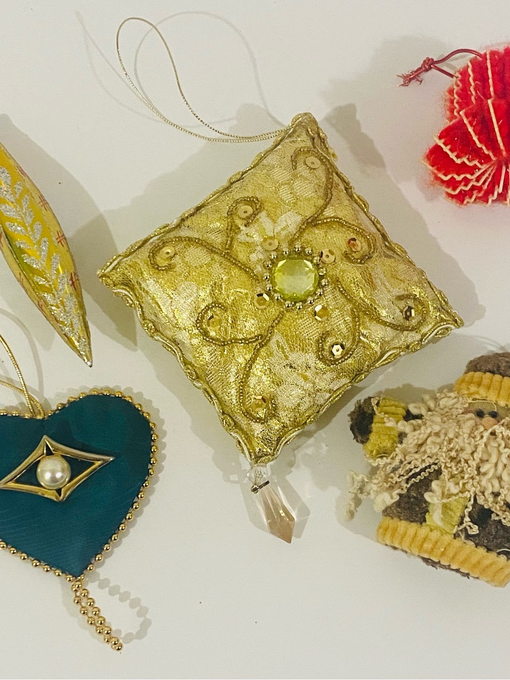Gold Embroidered Pillow Ornament by